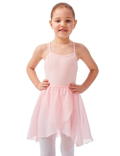 tanzmuster ® Wickelrock Mädchen Ballett - Emily - aus luftigem Chiffon antistatisch Ballettrock mit Gummizug für Kinder in ballett-rosa, Größe:152-158 von tanzmuster