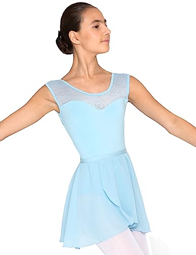 tanzmuster ® Wickelrock Mädchen Ballett - Emily - aus luftigem Chiffon antistatisch Ballettrock mit Gummizug für Kinder in hellblau, Größe:164-170 von tanzmuster