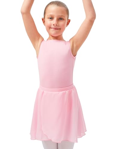 tanzmuster ® Wickelrock Mädchen Ballett - Emily - aus luftigem Chiffon antistatisch Ballettrock mit Gummizug für Kinder in rosa, Größe:128-134 von tanzmuster