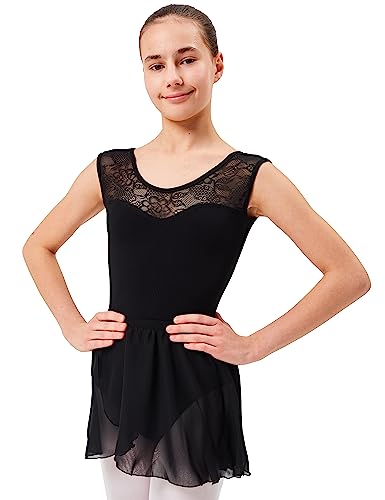 tanzmuster ® Wickelrock Mädchen Ballett - Emily - aus luftigem Chiffon antistatisch Ballettrock mit Gummizug für Kinder in schwarz, Größe:104-110 von tanzmuster