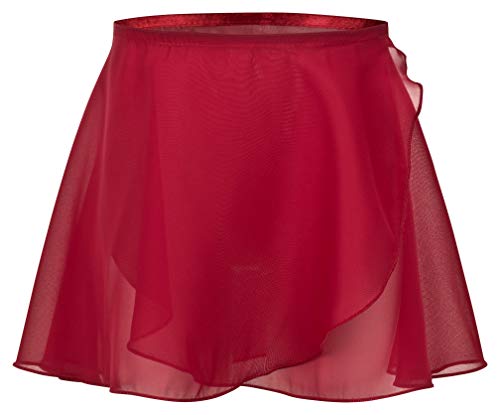 tanzmuster ® Wickelrock Mädchen Ballett - Emma - aus transparentem Chiffon - lockerluftiger Ballettrock zum Binden für Kinder in Burgunder, Größe:164/170 von tanzmuster