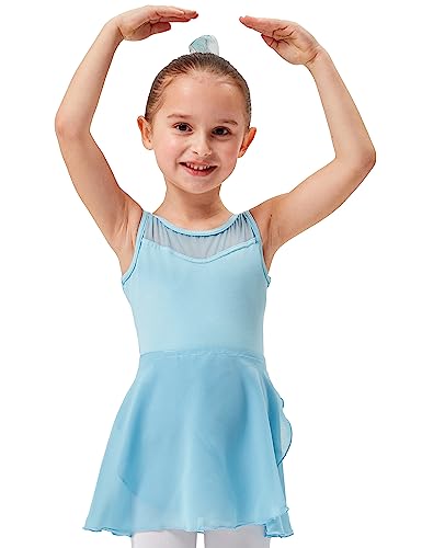 tanzmuster ® Wickelrock Mädchen Ballett - Emma - aus transparentem Chiffon - lockerluftiger Ballettrock zum Binden für Kinder in hellblau, Größe:92/98 von tanzmuster