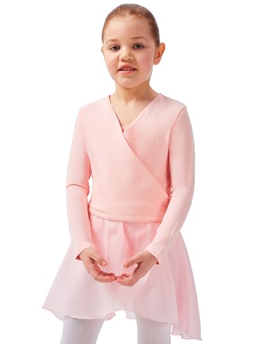 tanzmuster Ballett Wickeljacke Mädchen - Mandy - extra weicher Baumwollstoff - Ballettjacke zum Binden für Kinder - ballett-rosa 92/98 von tanzmuster