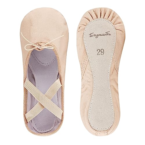 tanzmuster Ballettschuhe / Ballettschläppchen aus Leder, ganze Ledersohle, sandfarben, Größe:,36 von tanzmuster