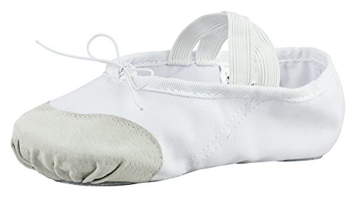 tanzmuster ® Ballettschuhe Mädchen Ballettschläppchen - Robin - Geteilte Ledersohle - weich und atmungsaktiv, Weiß, Größe 31 von tanzmuster