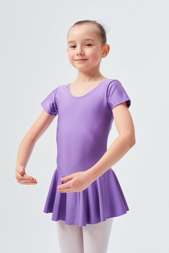 tanzmuster Bodykleid Ballettkleid Marina aus glänzendem Lycra Ballettbody mit Röckchen für Mädchen von tanzmuster