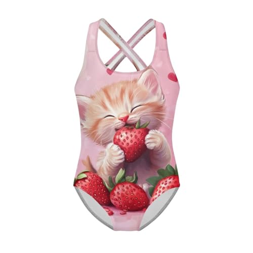 teeinprint Mädchen-Badeanzug, niedlich, einteilig, Sommer, überkreuzter Rücken, Alter 5–14 Jahre, Katzen-Erdbeere, 9-10 Jahre teeinprint Mädchen-Badeanzug, niedlich, einteilig, Sommer, überkreuzter Rücken, Alter 5–14 Jahre, Katzen-Erdbeere, 9-10 Jahre von teeinprint