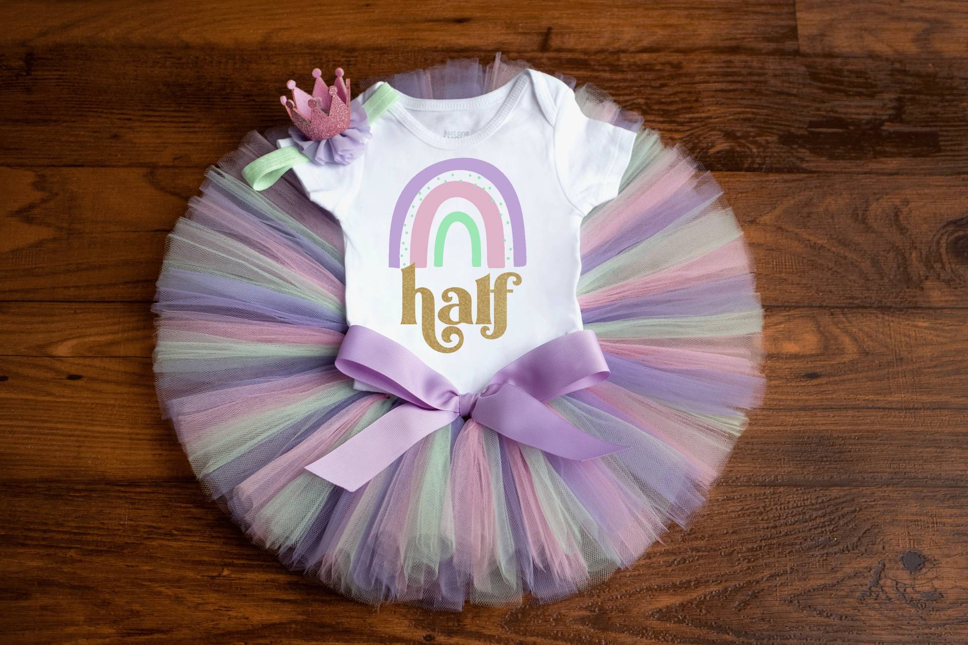 "Pastell Regenbogen Halber Geburtstag Mädchen "Elizabeth" 6-Monats-Geburtstag Outfit, Geburtstag, Pastell Tutu, Baby Tutu Set." von thePhotoPunks