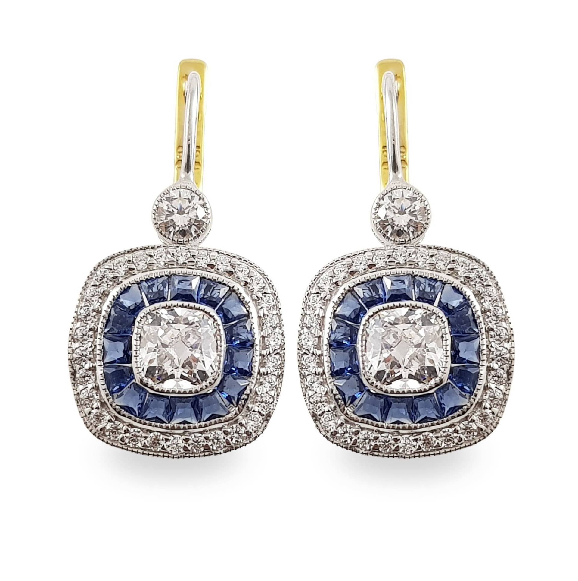 Art Deco Baumeln Ohrringe Für Frauen 925 Sterling Silber Blau Unsichtbar Set Halo Design Jetzt Kaufen Party Wear Cz | Adastra Schmuck von theadastrajewelry