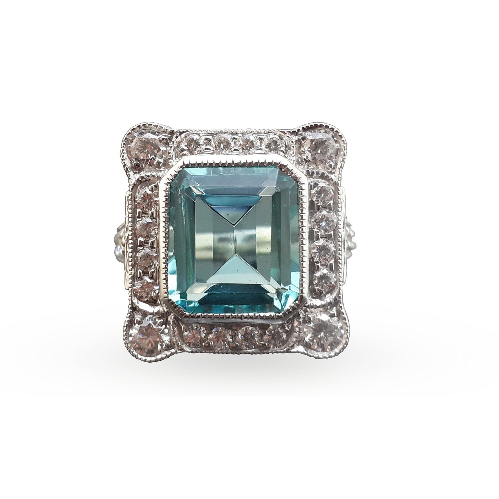 Statement Ring Für Frauen Aqua Emerald-Cut Simulierte Diamant Schmuck 925 Sterling Silber Erstaunlich Halo Design Cz Adastra von theadastrajewelry