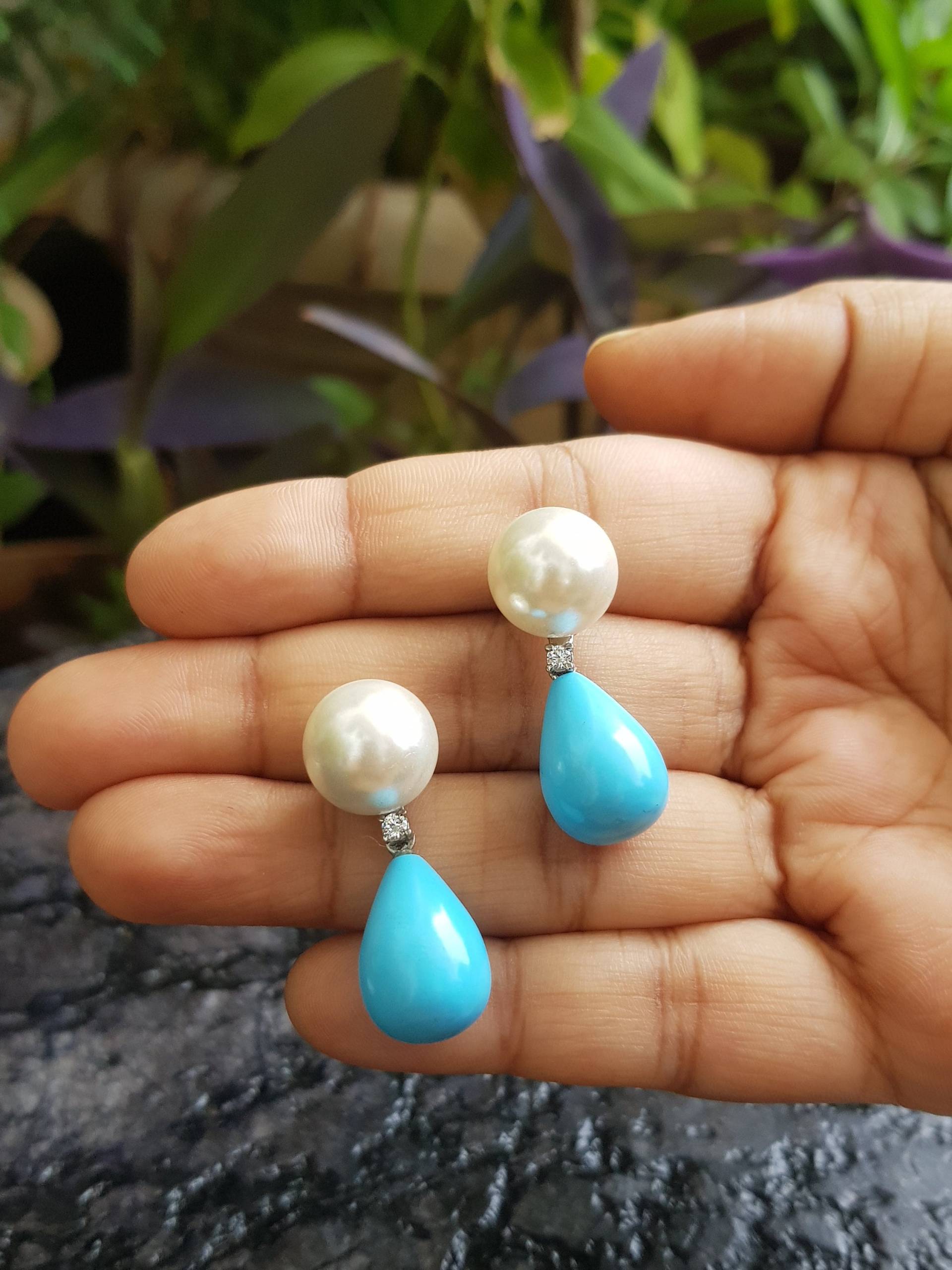 Türkis Träne Tropfen Ohrringe Mit Perle Für Damen, Handgemachter Schmuck, Sie, Geschenk Sie | Adastra Schmuck von theadastrajewelry