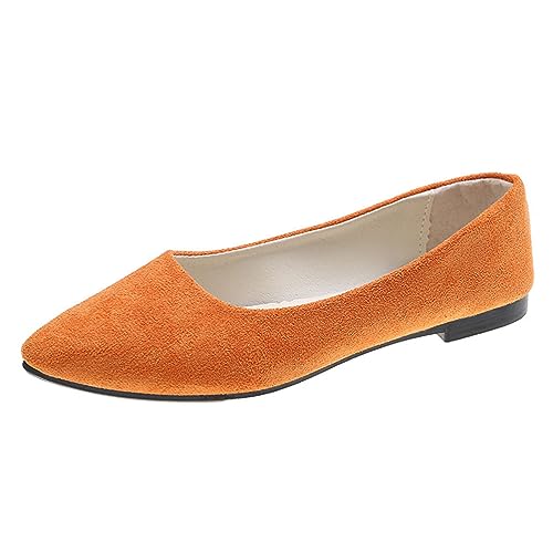 ticticlily Ballerinas Damen Elegant Flache Schuhe Super Weiche Und Bequeme Ballerinas Flats Schuhe Damen Klassische Einfarbig Ballerinas Geschlossene Ballerinas mit Komfort Innensohle A Orange 38 von ticticlily