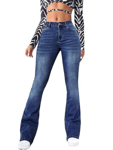 ticticlily Bootcut Jeans Damen Schlaghose Stretch Skinny Denim Hose Freizeithose 90er E-Girl Y2K Hip Hop Gewaschene Flared Outdoorhose B3 Dunkelblau XS ticticlily Bootcut Jeans Damen Schlaghose Stretch Skinny Denim Hose Freizeithose 90er E-Girl Y2K Hip Hop Gewaschene Flared Outdoorhose B3 Dunkelblau XS von ticticlily