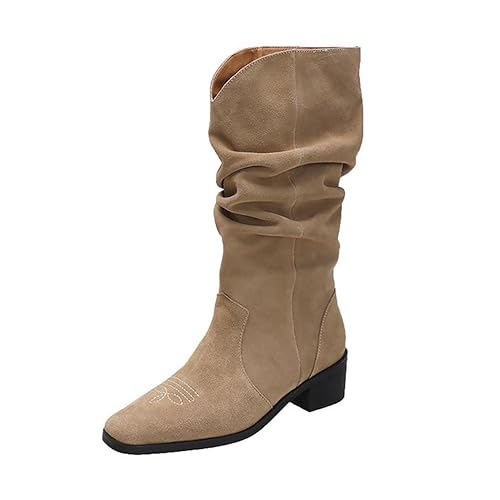 ticticlily Damen Klassische Stiefel Boots Schlupfstiefel E2 Khaki 37 von ticticlily