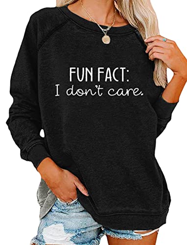 ticticlily Damen Langarmshirt Rundhals Lange Pulli Sweatshirt Langarm Pullover ohne Kapuze Briefdruck Casual Oversized Lässiges Oberteile Tops Frauen Teenager Mädchen Schwarz M von ticticlily