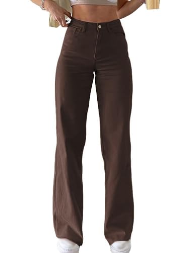 ticticlily Hosen Jeans Damen y2k Vintage Hohe Taille Straight Jeans Gewaschene Denim Weites Bein Bootcut Hose Push Up E-Girl Jeanshose Schlaghose Freizeithose Casual Chic Streetwear A Braun L ticticlily Hosen Jeans Damen y2k Vintage Hohe Taille Straight Jeans Gewaschene Denim Weites Bein Bootcut Hose Push Up E-Girl Jeanshose Schlaghose Freizeithose Casual Chic Streetwear A Braun L von ticticlily