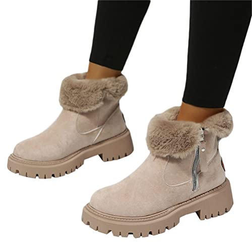 ticticlily Stiefel Damen Warm Gefüttert Stiefel Boots Schneestiefel rutschfest Wanderschuhe Winter Kurzschaft Stiefel C Khaki 35 EU von ticticlily