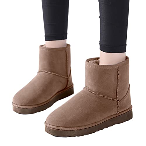 ticticlily Winterstiefel Damen Schneestiefel Kunstfell Warm Gefüttert Draussen Flach Stiefel Ultraleicht Winterschuhe Kurzschaft Stiefel A Khaki 39 EU von ticticlily