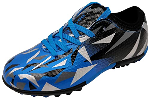 tiebaoGanar Fußballschuhe Jungen FG/AG Fussballschuhe Spike Cleats Kinder Low Top Professionelle Athletics Trainingsschuhe Mädchen Blau TBG-S76516/Blue-33 von tiebaoGanar