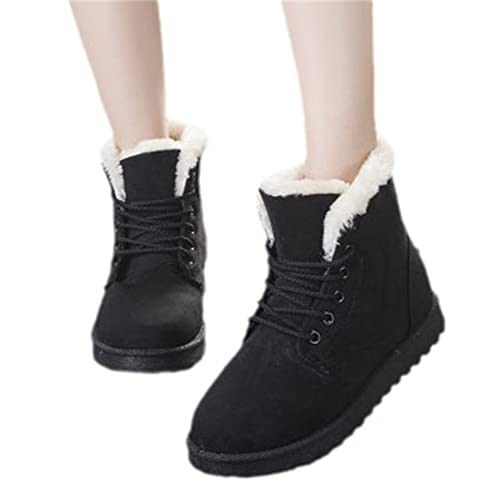 tinbarry Damen Ankle Boots Winterstiefel Schneestiefel Lace Up Winterschuhe Warme Booties Schuhe mit Gefüttert, Walking Outdoor Schuhe Sneaker Winterboots von tinbarry