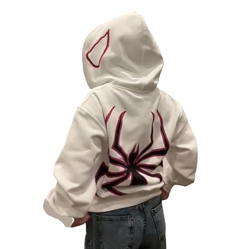 tinbarry Damen Herren Y2K Zip Up Hoodie Spider Grunge Kapuzenpullover Oversized Gothic Punk Kapuzenjacke Halloween Langarm Jacke Vintage Loose Sweatshirt Hip Hop Streetwear von tinbarry