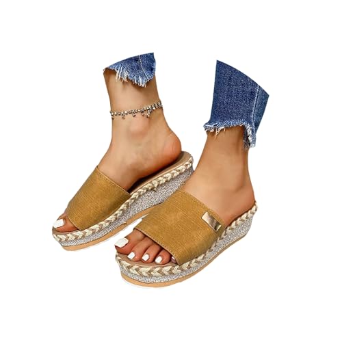 tinbarry Sandalen Damen Sommersandalen Plateau Sandalen mit Absatz Sommer Hausschuhe Pantoletten Elegant Römersandalen Slip On Sandaletten von tinbarry