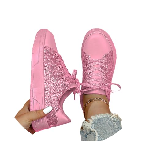 tinbarry Sneaker Damen Pailletten Schuhe Flache Low Strass Sneaker Glitzer Freizeitschuhe Walkingschuhe Turnschuhe Outdoor Sportschuhe Laufschuhe von tinbarry