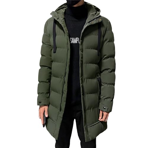 tinetill Daunenmantel Herren Lange Winterjacke Warm Pufferjacke Steppjacke mit Kapuze Parka Jacke Reißverschluss Verdicken Wintermantel Männer Thermojacke von tinetill