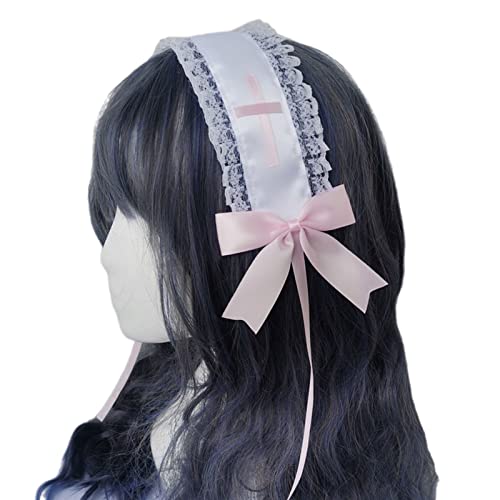 Pinkes Spitzen-Stirnband, lange Schleife, wunderschöne Handschuhe, Hut, Haarspangen, Headwrap Zubehör, Haarschmuck, Rosa von tixoacke