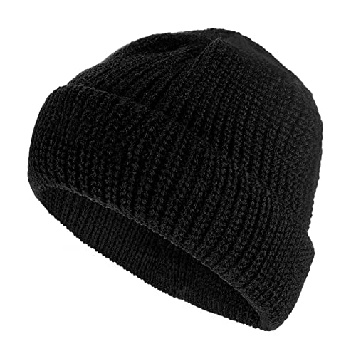 tomBrook Mütze Costeau Schippermütze Wollmütze Strickmütze Unisex - Beanie Wolle Wintermütze für Damen und Herren aus 100% Schurwolle in Schwarz von tomBrook