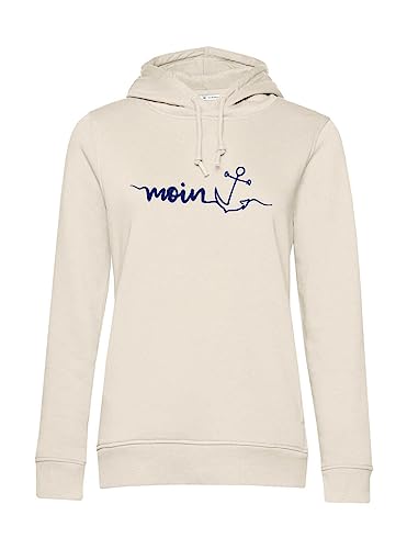 tomBrook Damen Hoodie mit Moin-Anker-Print - Weicher Kapuzenpullover mit seitlichen Eingrifftaschen in Off White Größe L von tomBrook