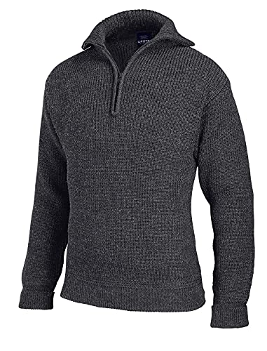 tomBrook Herren Troyer Korvettenkapitän - Seemannspullover Herren Pullover mit Reißverschluss Wolle Pullover Männer aus 100% Schurwolle in Anthrazit Größe 52 von tomBrook