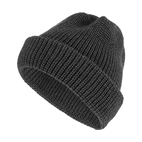 tomBrook Mütze Rollmütze Wollmütze Strickmütze Winter Unisex - Beanie Wolle Wintermütze für Damen und Herren aus 100% Schurwolle in Anthrazit von tomBrook