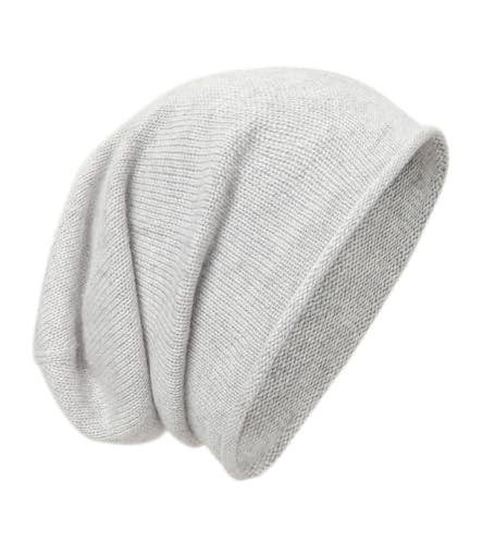 tonten Kaschmirwolle Slouchy Beanie für Damen und Herren, gestrickte Winter-Skimütze (Grau) von tonten