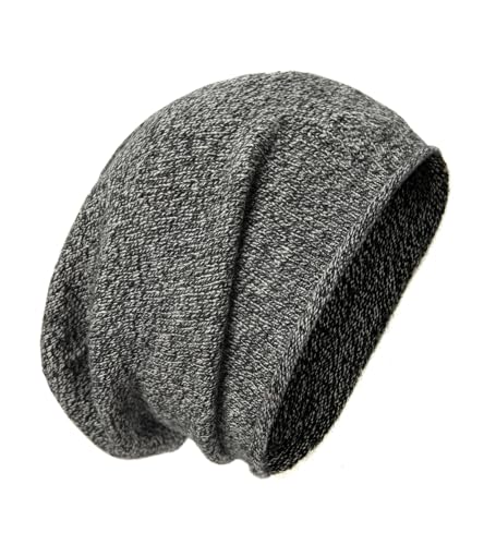 tonten Kaschmirwolle Slouchy Beanie für Damen und Herren, gestrickte Winter-Skimütze (Weiß Schwarz) von tonten