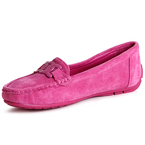 topschuhe24 2738 Damen Velours Mokassins Komfort Slipper, Farbe:Pink, Größe:36 EU von topschuhe24