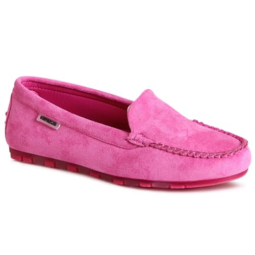 topschuhe24 3015 Damen Velours Mokassins Komfort Slipper, Farbe:Pink, Größe:36 EU von topschuhe24