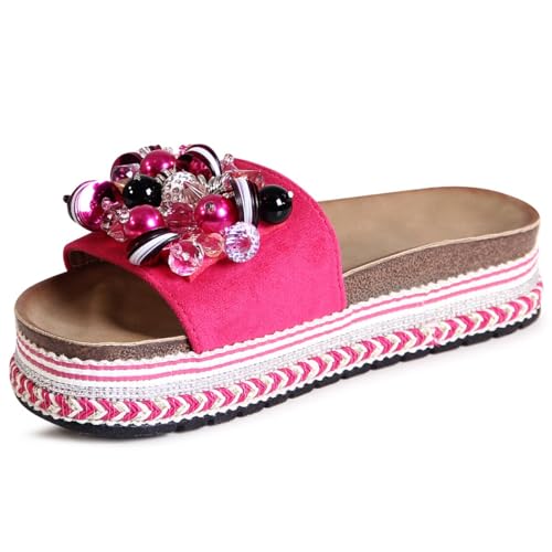 topschuhe24 3041 Damen XXL Plateau Pantoletten Sandalen, Farbe:Pink, Größe:36 EU von topschuhe24