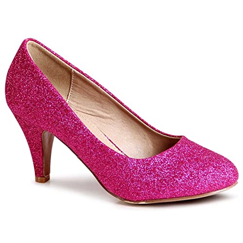 topschuhe24 432 Damen Glitzer Pumps Plateau, Farbe:Pink, Größe:37 EU von topschuhe24