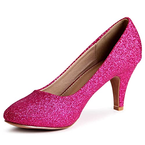 topschuhe24 432 Damen Glitzer Pumps Plateau, Farbe:Pink, Größe:38 EU von topschuhe24