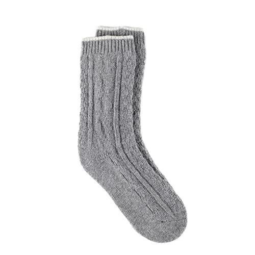 Totes Damen Bettsocken aus Kaschmir-Mischgewebe mit Zopfstrick-Detail, grau, One size von totes