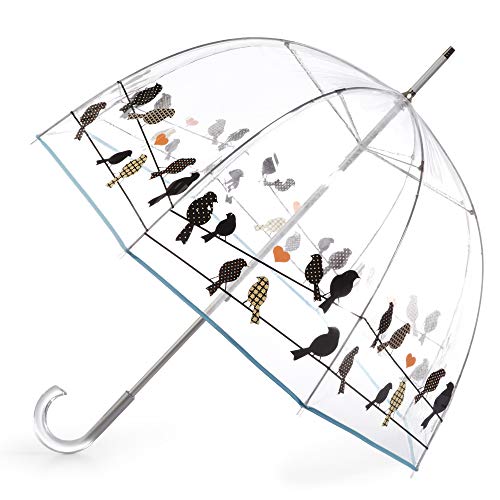 totes Signature Clear Bubble Regenschirm, Transparent – Vögel auf einem Draht, Einheitsgröße von totes