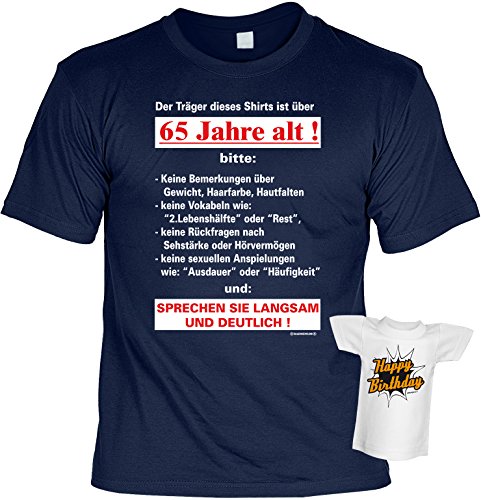 Herren T-Shirt zum Geburtstag - Geschenk zum 65. Geburtstag Geburtstagsgeschenk Geburtstagsshirt 65 Jahre alt + gratis Mini Shirt - von Träumeland