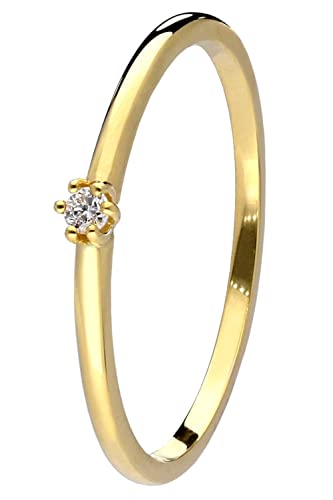 trendor Damen-Diamantring Gold 585/14K Brillantring wunderschöner Ring aus Echtgold für Frauen, zauberhafte Geschenkidee 41570-50 Ringgröße 50/15,9 von trendor