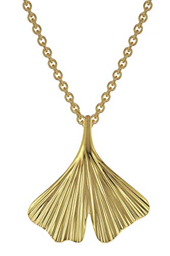 trendor Damen-Halskette mit Gingko-Anhänger Gold auf Silber Halsschmuck für Damen, zauberhaftes Schmuckstück aus Sterlingsilber für Frauen, 75720-42 42 cm von trendor