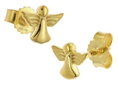 trendor Kinder-Ohrringe Engel Ohrstecker Gold 585 / 14K zauberhafter Ohrschmuck für Mädchen, elegante Geschenkidee, 68207 von trendor