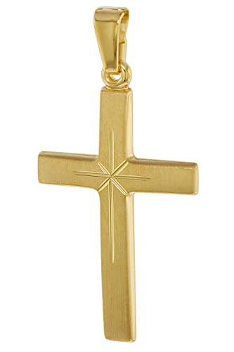 trendor Kreuz-Anhänger 24 mm 750 Gold/18 Karat Damen und Herren Goldanhänger, modischer Kreuzanhänger, Geschenkidee, eleganter Schmuck aus Echtgold 75550 von trendor