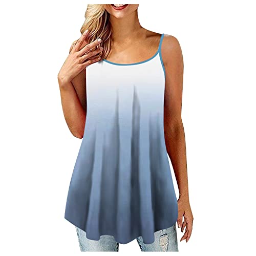 Damen Sommer Riemchen Tank Shirt Damen Bluse Casual Weste Ärmelloses Cami Top Basic Tank Tops Shirt Ärmellos Weste Sommer Strand Bluse Shirt Crop top weiß spaghettiträger Blue XXXXXL 48 von tsaChick