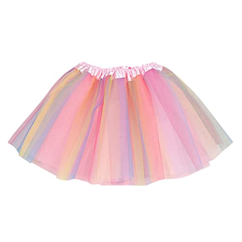 Kind Mädchen Regenbogen Tüllrock Rüschen Gummibund Retro Tutu Mini Kurz Rock Pink 24Monat -8 Jahre alt (Pink) von tsaChick