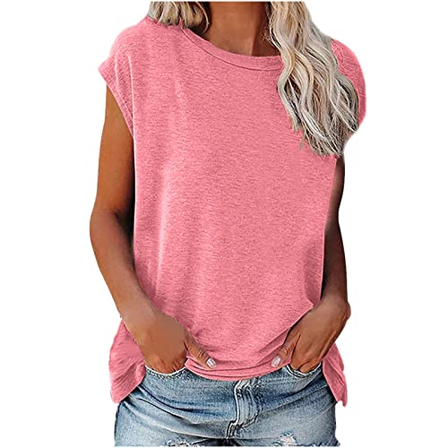 Oversized Tshirt Bluse Damen Elegant ärmellose t-Shirt Crop Tops Shirt Mädchen Weiß Oberteile Frau Grau Sommer Shirts Top Damen V-Ausschnitte Tshirt Casual Rundhals Klamotten Teenager Mädchen von tsaChick